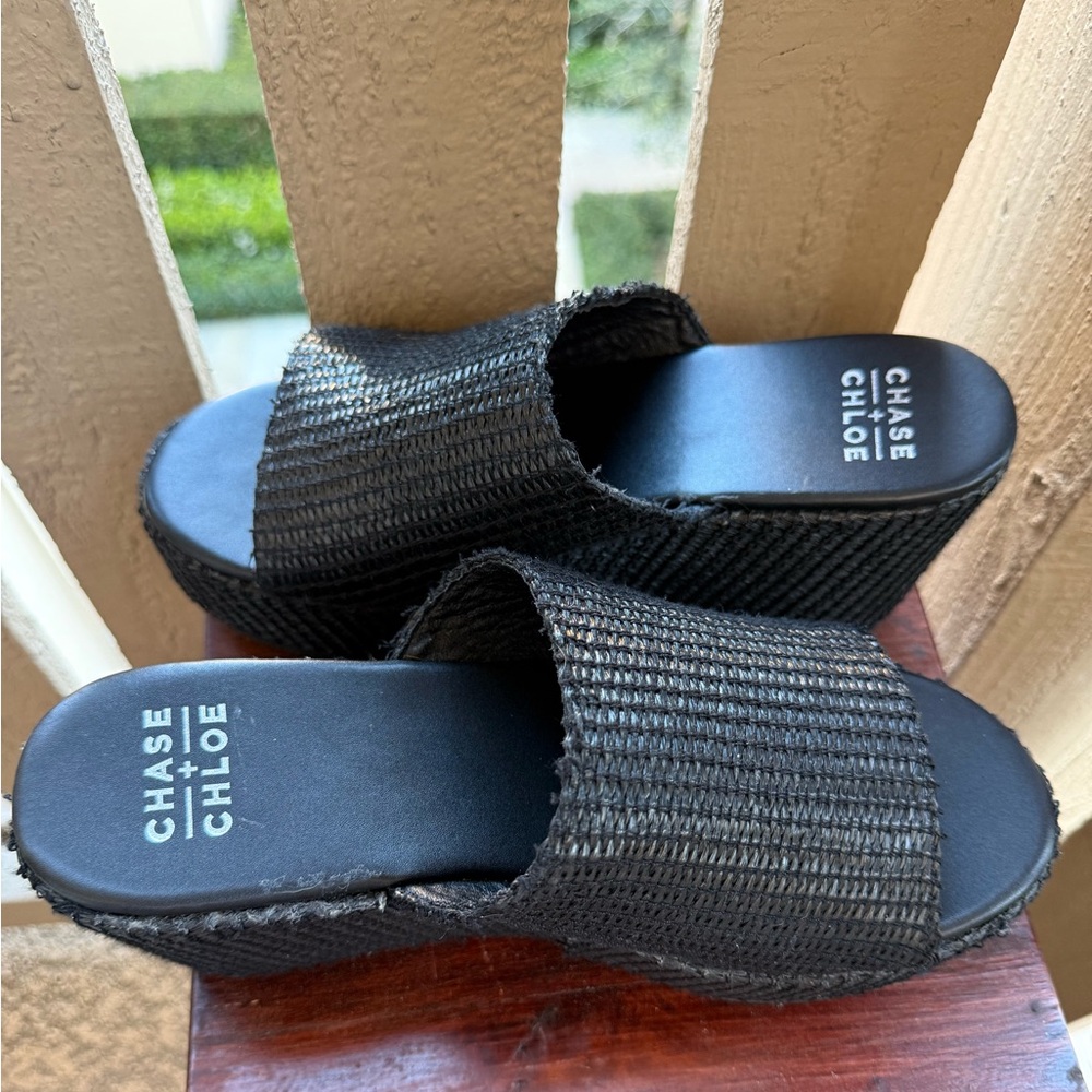 Chase + Chloe Black Woven Platform Shoe - Picture 8 of 12